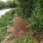 28/10/2013 @ 07:49 – Park Lane ditch on right going up hill can’t get enough through 12 inch pipe